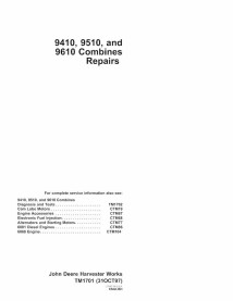 TM1701 Manual técnico de reparación de cosechadoras John Deere 9410, 9510 y 9610 (TM1701)