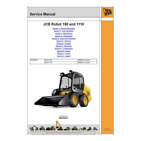 Manuel d'entretien des chargeuses compactes JCB Robot 190 et 1110 - JCB manuels - JCB-9803-9460
