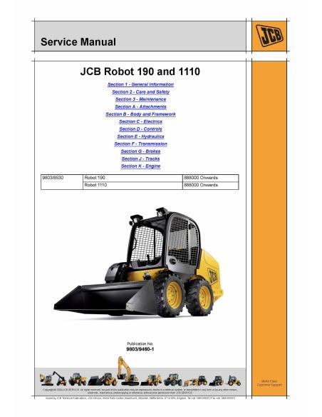 JCB-9803-9460 Jcb Robot 190 and 1110 skid loader service manual