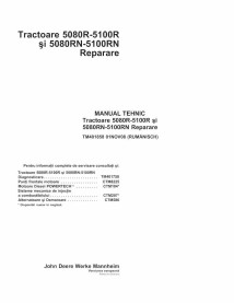 TM401858-RO Manual técnico de reparación de tractores John Deere 5080R, 5090R, 5100R, 5080RN, 5090RN, 5100RN RO (TM401858)