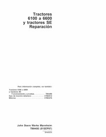 TM4495-ES Manual técnico de reparação de tratores John Deere 6100, 6200, 6300, 6400, 6506, 6600 ES (TM4495)