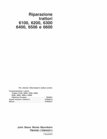 John Deere 6100, 6200, 6300, 6400, 6506, 6600 tractor pdf manual técnico de reparación IT - John Deere manuales - JD-TM4499-IT