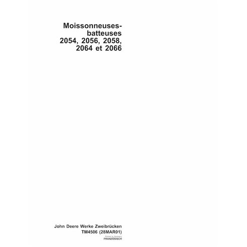 John Deere 2054, 2056, 2058, 2064, 2066 moissonneuse-batteuse pdf manuel technique FR - John Deere manuels - JD-TM4506-FR