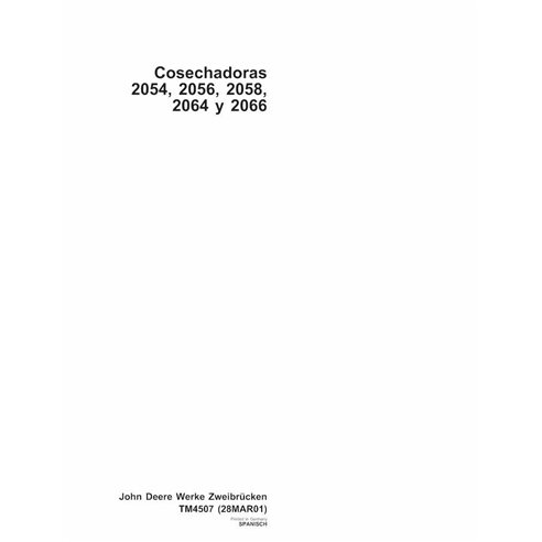 John Deere 2054, 2056, 2058, 2064, 2066 combine pdf manual técnico ES - John Deere manuais - JD-TM4507-ES