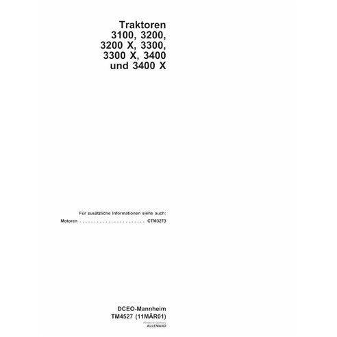 John Deere 3100, 3200, 3300, 3400 trator pdf manual técnico DE - John Deere manuais - JD-TM4527-DE