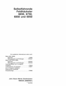 TM4548-DE Manuel technique des tracteurs John Deere 6650, 6750, 6850, 6950 DE (TM4548)