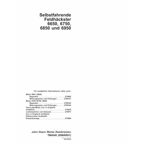 TM4548-DE John Deere 6650, 6750, 6850, 6950 tractor pdf technical manual DE
