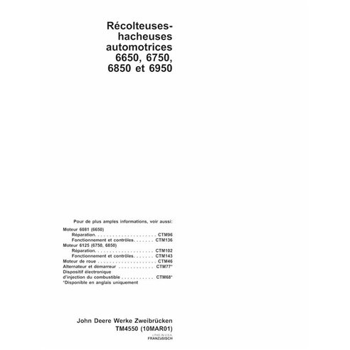 John Deere 6650, 6750, 6850, 6950 trator pdf manual técnico FR - John Deere manuais - JD-TM4550-FR
