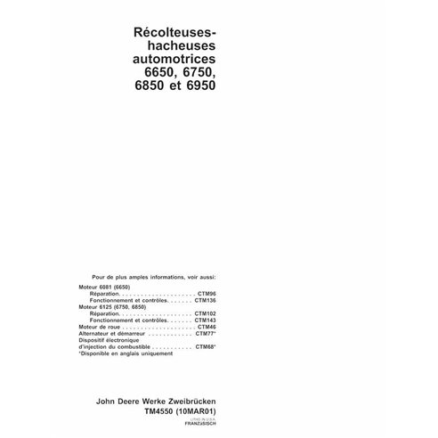 TM4550-FR Manual técnico de los tractores John Deere 6650, 6750, 6850 y 6950 (TM4550)