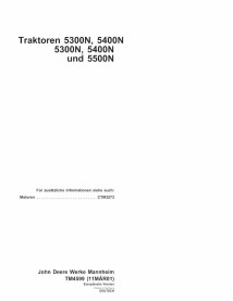 John Deere 5300N, 5400N, 5500N tracteur pdf manuel technique DE - John Deere manuels - JD-TM4599-DE