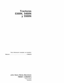 John Deere 5300N, 5400N, 5500N tracteur pdf manuel technique ES - John Deere manuels - JD-TM4601-ES