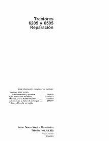 TM4614-ES John Deere 6205, 6505 tractor pdf manual técnico de reparación ES
