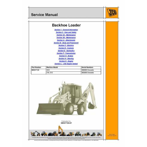 Jcb 2CX, 210, 212 backhoe loader service manual - JCB manuals - JCB-9803-7130