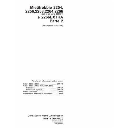 TM4619-IT Manual técnico de la cosechadora John Deere 2254, 2256, 2258, 2264, 2266 IT (TM4619)