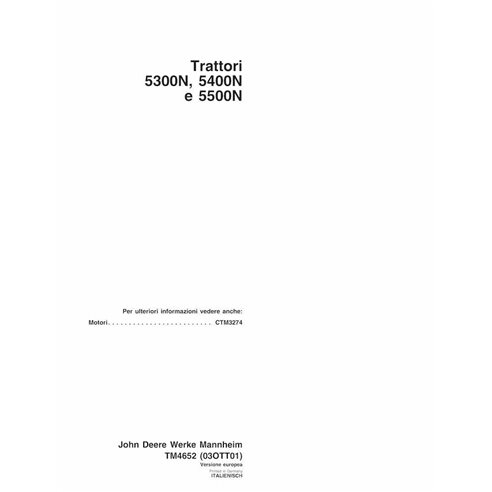 TM4652-IT John Deere 5300N, 5400N, 5500N tracteur pdf manuel technique IT