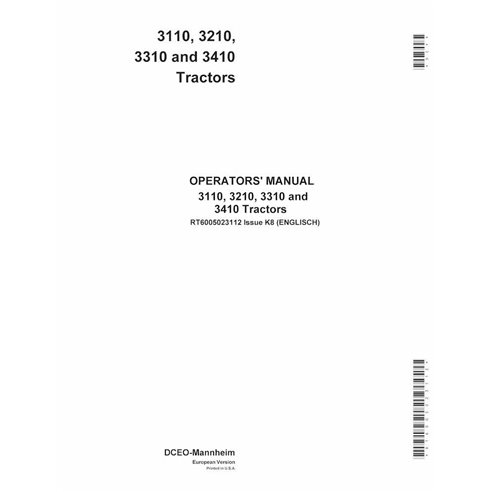 John Deere 3110, 3210, 3310, 3410 trator pdf manual do operador - John Deere manuais - JD-RT6005023112-EN