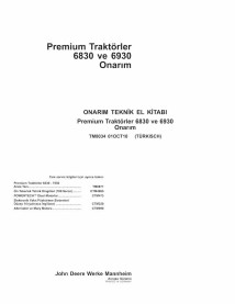 John Deere 6830, 6930 tractor pdf manual técnico de reparación TR - John Deere manuales - JD-TM8034-TR