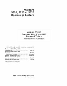 John Deere 5620, 5720, 5820 tractor pdf manual técnico de operación y prueba RO - John Deere manuales - JD-TM8080-RO