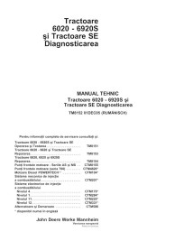 TM8152-RO John Deere 6020, 6120, 6220, 6320, 6420, 6420S, 6520, 6620, 6820, 6920, 6920S SE tractor diagnostic technical manua...
