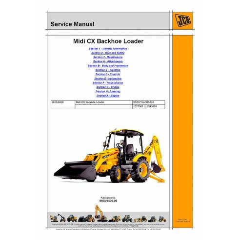Manual de servicio de la retroexcavadora Jcb midi CX - JCB manuales - JCB-9803-9400