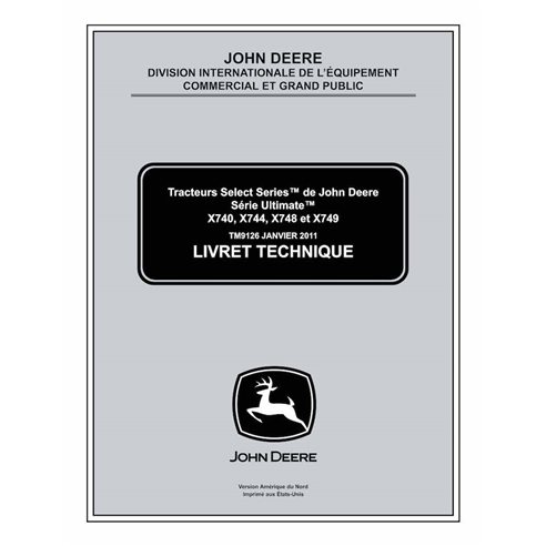 John Deere X740, X744, X748, X749 tractor pdf manual técnico FR - John Deere manuales - JD-TM9126-FR