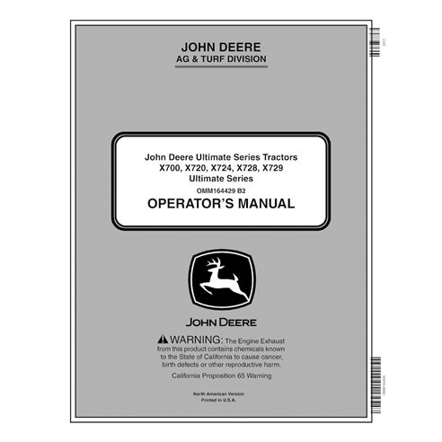 John Deere X740, X744, X748, X749 manuel d'utilisation du tracteur pdf - John Deere manuels - JD-OMM1644293-EN