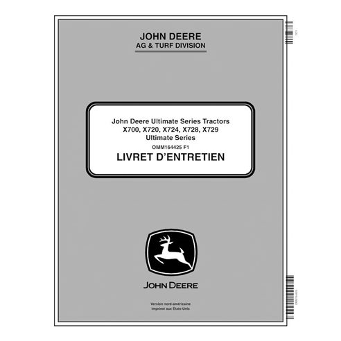 John Deere X740, X744, X748, X749 tractor pdf operator's manual FR - John Deere manuals - JD-OMM1644252-FR