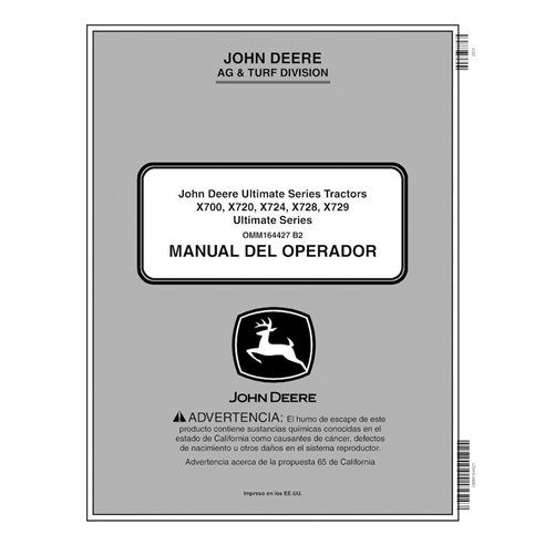 John Deere X740, X744, X748, X749 tracteur pdf manuel d'utilisation ES - John Deere manuels - JD-OMM1644271-ES