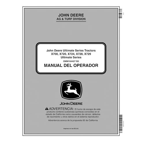 John Deere X740, X744, X748, X749 trator pdf manual do operador ES - John Deere manuais - JD-OMM1644271-ES