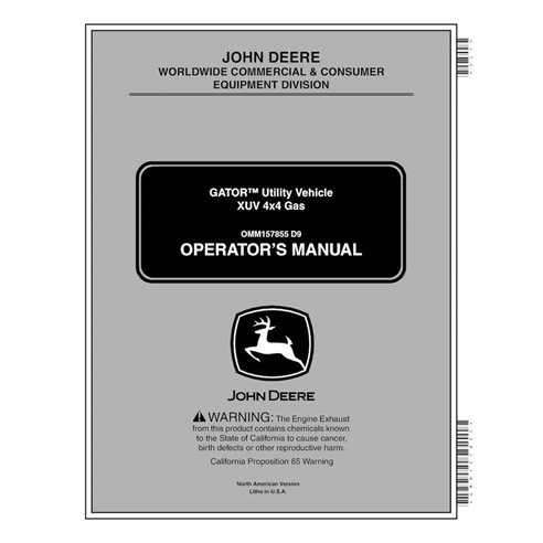 JD-OMM1578553 John Deere Gator XUV 620i utility vehicle operator's manual (OMM1578553)