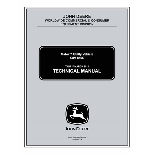 John Deere Gator XUV 850D utility vehicle pdf technical manual  - John Deere manuals - JD-TM1737-EN