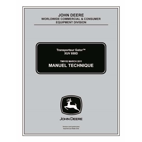 TM9152-FR Manual técnico do veículo utilitário John Deere Gator XUV 850D FR (TM9152)