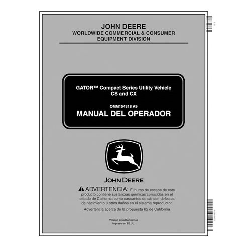 John Deere CS e CS Gator veículo utilitário pdf manual do operador ES - John Deere manuais - JD-OMM1543181-ES