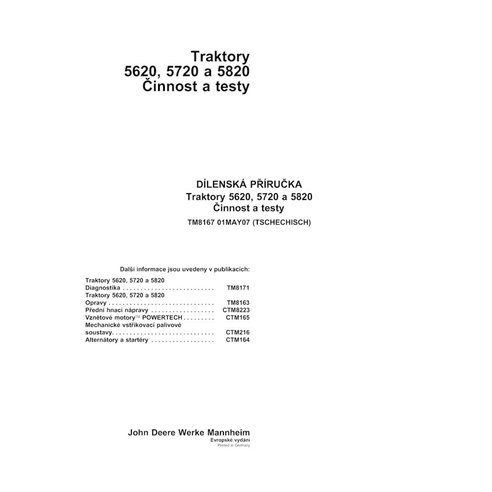 John Deere 5620, 5720, 5820 tractor pdf operación y manual técnico de prueba CZ - John Deere manuales - JD-TM8167-CZ