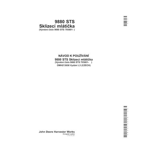 John Deere 9880 STS 705801- combine pdf operator's manual CZ - John Deere manuals - JD-OMH213658-CZ