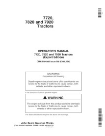 John Deere 7720, 7820, 7920 tractor manual del operador pdf - John Deere manuales - JD-OMAR1949883-EN