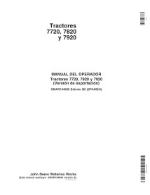 John Deere 7720, 7820, 7920 tracteur pdf manuel d'utilisation ES - John Deere manuels - JD-OMAR1949902-ES