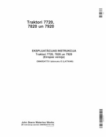 John Deere 7720, 7820, 7920 trator pdf manual do operador LV - John Deere manuais - JD-OMAR247751-LV