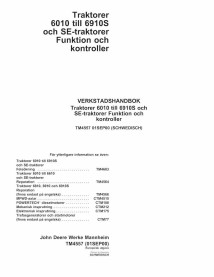 TM4557-SV John Deere 6010, 6110, 6210, 6310, 6410, 6510, 6610, 6810, 6910 tractor manual tecnico pdf SV