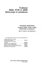 TM8170-SL Manuel technique d'utilisation et de test des tracteurs John Deere 5620, 5720, 5820 SL (TM8170)