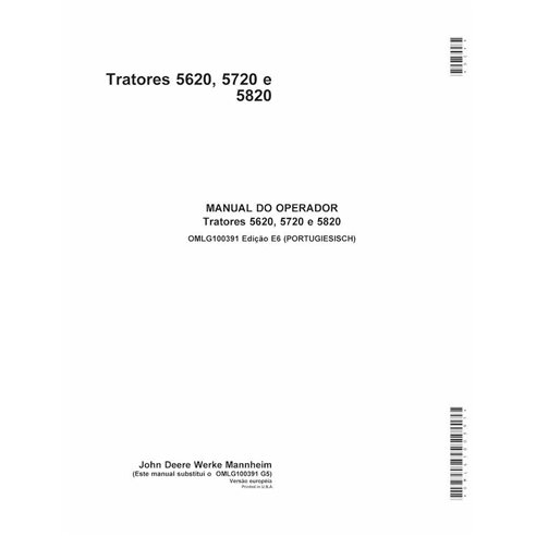 JD-OMLG100391-PT Manual del operador del tractor John Deere 5620, 5720, 5820 PT (OMLG100391)