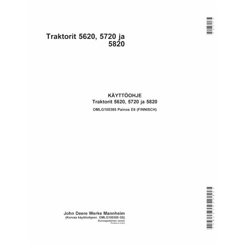 John Deere 5620, 5720, 5820 tractor pdf manual del operador FI - John Deere manuales - JD-OMLG100385-FI