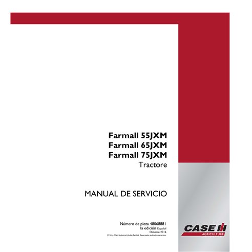 Case IH Farmall 55JXM, 65JXM, 75JXM trator pdf manual de serviço ES - Caso IH manuais - CASE-48068881-ES