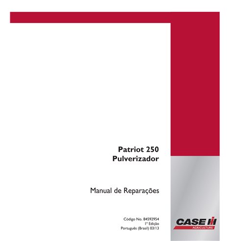 Case IH Patriot 250 pulvérisateur pdf manuel d'entretien PT - Cas IH manuels - CASE-84592954-PT