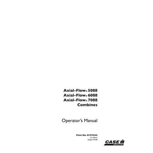 Case IH 5088, 6088, 7088 combine pdf operator's manual  - Case IH manuals - CASE-87479245-EN