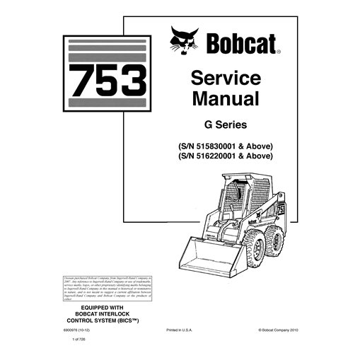 Bobcat 753 skid loader pdf service manual  - BobCat manuals - BOBCAT-6900976-EN