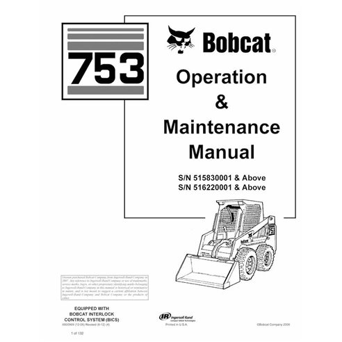 Bobcat 753 skid loader pdf operation & maintenance manual  - BobCat manuals - BOBCAT-753-6900969-EN
