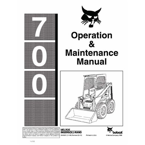 Bobcat 700 skid loader pdf operation & maintenance manual  - BobCat manuals - BOBCAT-700-6545621-EN