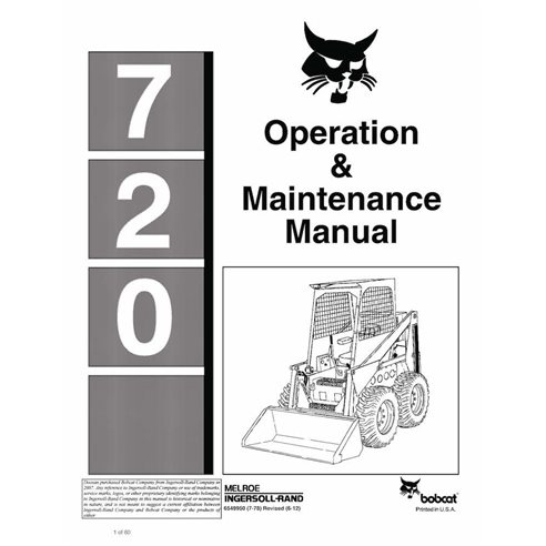 Minicarregadeira Bobcat 720 manual de operação e manutenção em pdf - Lince manuais - BOBCAT-720-6549950-EN