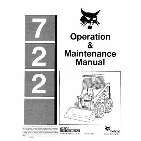 Bobcat 722 skid loader pdf operation & maintenance manual  - BobCat manuals - BOBCAT-722-6549984-EN